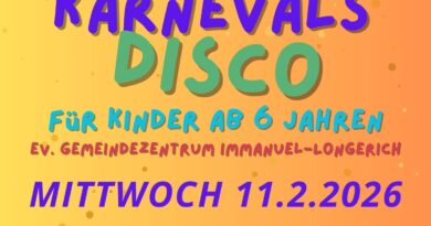 Kinderkarnevalsdisco | 11.02.2026 – 17 Uhr | Gemeindezentrum Immanuelkirche Longerich